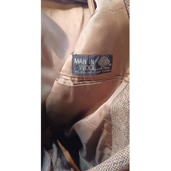 VTG 60s/70s Becca Wool Tweed Jacket Large Brown Coat with Fur Collar - Picture 8 of 9